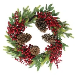 Northlight 22" Red Berry & Pinecone Wreath