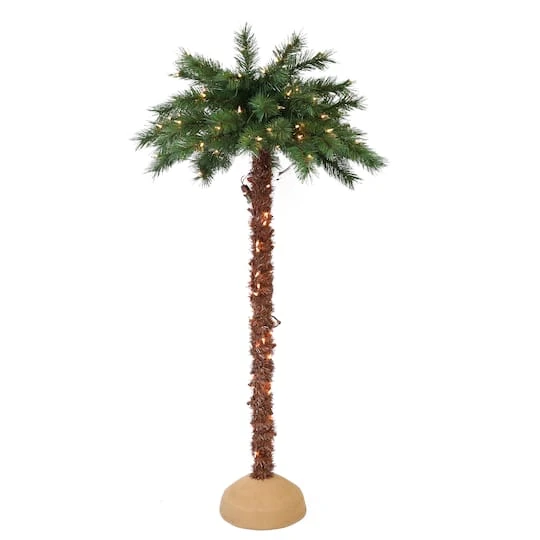 6ft. Pre-Lit Artificial Palm Tree, Clear Lights 1 6ft. Pre-Lit Artificial Palm Tree, Clear Lights