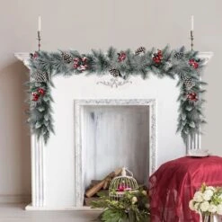 9ft. Sterling Pine Artificial Garland With Pinecones & Red Berries 8 9ft. Sterling Pine Artificial Garland With Pinecones & Red Berries -Northlight Sale Store D248327S 21