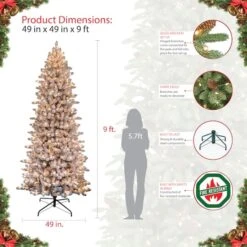 9ft. Pre-Lit Slim Flocked Fraser Fir Artificial Christmas Tree, Clear Lights -Northlight Sale Store D248357S 6