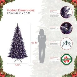 6.5ft. Pre-Lit Fashion Purple Artificial Christmas Tree, Clear Lights -Northlight Sale Store D248372S 5
