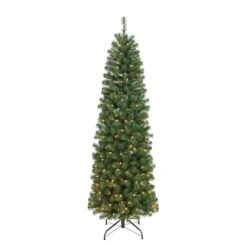 7.5ft Pre-Lit Northern Fir Pencil Artificial Christmas Tree, Clear Lights