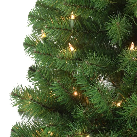 7.5ft Pre-Lit Northern Fir Pencil Artificial Christmas Tree, Clear Lights 4 7.5ft Pre-Lit Northern Fir Pencil Artificial Christmas Tree, Clear Lights - Image 4