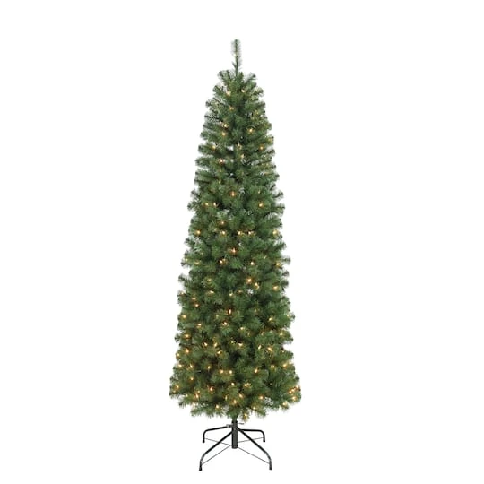 7.5ft Pre-Lit Northern Fir Pencil Artificial Christmas Tree, Clear Lights 7 7.5ft Pre-Lit Northern Fir Pencil Artificial Christmas Tree, Clear Lights - Image 7