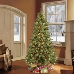 7.5ft. Pre-Lit Teton Pine Artificial Christmas Tree, Clear Lights -Northlight Sale Store D248455S 2