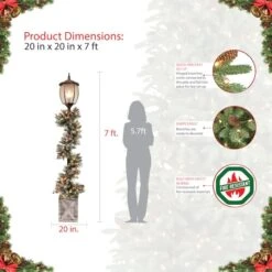 7ft. Lamp Post With Pre-Lit Decorated Garland -Northlight Sale Store D248467S 7