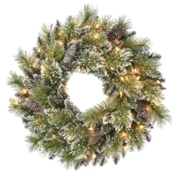 24" Pre-Lit Snowy Wreath -Northlight Sale Store D248478S 5