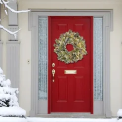 24" Pre-Lit Snowy Wreath -Northlight Sale Store D248478S 7