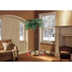 8ft. Pre-Lit Palm Tree, Green & Warm White LED Lights -Northlight Sale Store D248494S 2