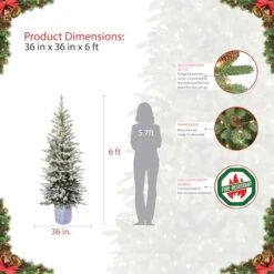 6ft. Pre-Lit Flocked Arctic Fir Pencil Artificial Christmas Tree, Warm White LED Lights -Northlight Sale Store D248515S 5