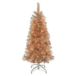 4.5ft. Pre-Lit Tinsel Artificial Christmas Tree, Clear Lights