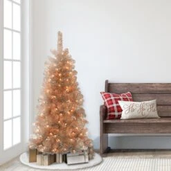 4.5ft. Pre-Lit Tinsel Artificial Christmas Tree, Clear Lights -Northlight Sale Store D248518S 25