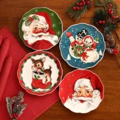 Christmas Vintage Scalloped Plates Set -Northlight Sale Store D250179S 6