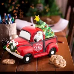 Red Truck Cookie Jar With Lit Green Tree -Northlight Sale Store D250183S 3