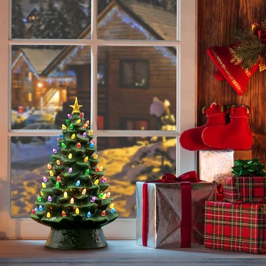 18" Green Lit Nostalgic Christmas Tree 6 18" Green Lit Nostalgic Christmas Tree - Image 6