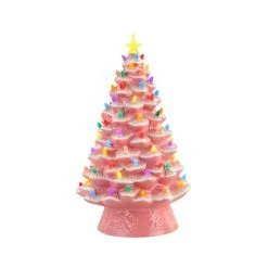 18" Pink Lit Nostalgic Christmas Tree