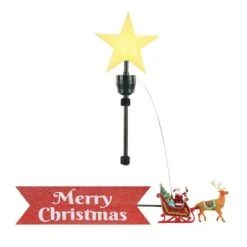 Animated Santa's Sleigh With Banner Tree Topper