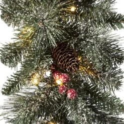 Glitzhome® 9ft. LED Glittered Pinecone Christmas Garland -Northlight Sale Store D251180S 6