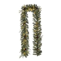 Glitzhome® 9ft. LED Greenery Pinecone Christmas Garland With Timer
