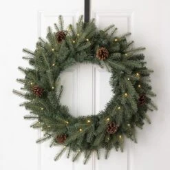 Glitzhome® 24" LED Greenery & Pinecone Christmas Wreath 9 Glitzhome® 24" LED Greenery & Pinecone Christmas Wreath -Northlight Sale Store D251184S 2