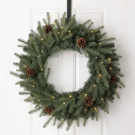 Glitzhome® 24" LED Greenery & Pinecone Christmas Wreath 3 Glitzhome® 24" LED Greenery & Pinecone Christmas Wreath - Image 3