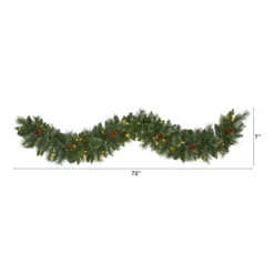 6ft. Pre-Lit White Warm LED White Mountain Pine & Pinecones Artificial Garland -Northlight Sale Store D251207S 2