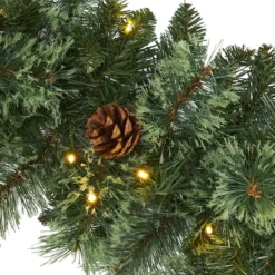 6ft. Pre-Lit White Warm LED White Mountain Pine & Pinecones Artificial Garland -Northlight Sale Store D251207S 3