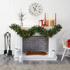 6ft. Pre-Lit White Warm LED White Mountain Pine & Pinecones Artificial Garland -Northlight Sale Store D251207S 4