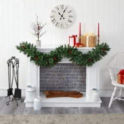 6ft. Pre-Lit White Warm LED White Mountain Pine & Pinecones Artificial Garland -Northlight Sale Store D251207S 5