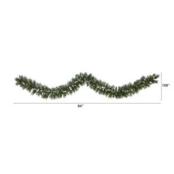 9ft. Pre-Lit Clear LED Frosted Swiss Pine & Berry Artificial Garland 8 9ft. Pre-Lit Clear LED Frosted Swiss Pine & Berry Artificial Garland -Northlight Sale Store D251208S 2