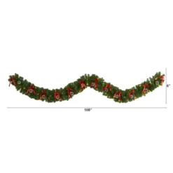 9ft. Pre-Lit Clear LED Bow & Pinecone Artificial Christmas Garland 8 9ft. Pre-Lit Clear LED Bow & Pinecone Artificial Christmas Garland -Northlight Sale Store D251214S 2