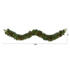 9ft. Pre-Lit Clear LED Mixed Pine, Berry & Pinecone Artificial Christmas Garland 8 9ft. Pre-Lit Clear LED Mixed Pine, Berry & Pinecone Artificial Christmas Garland -Northlight Sale Store D251217S 2
