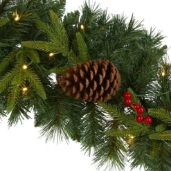 9ft. Pre-Lit Clear LED Mixed Pine, Berry & Pinecone Artificial Christmas Garland 9 9ft. Pre-Lit Clear LED Mixed Pine, Berry & Pinecone Artificial Christmas Garland -Northlight Sale Store D251217S 3