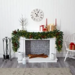 9ft. Pre-Lit Clear LED Mixed Pine, Berry & Pinecone Artificial Christmas Garland 10 9ft. Pre-Lit Clear LED Mixed Pine, Berry & Pinecone Artificial Christmas Garland -Northlight Sale Store D251217S 4