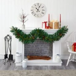 6ft. Pre-Lit Clear LED Mixed Pine, Berry & Pinecone Artificial Christmas Garland -Northlight Sale Store D251220S 5