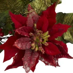 14" Poinsettia Candelabrum Artificial Arrangement -Northlight Sale Store D251224S 13