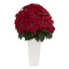 32” Poinsettia Artificial Plant In White Planter