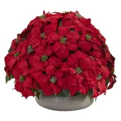 24" Large Poinsettia Artificial Plant In Stone Planter -Northlight Sale Store D251235S 11 1