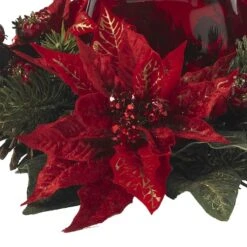 13" Poinsettia & Berry Candelabrum Artificial Arrangement -Northlight Sale Store D251239S 13