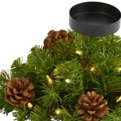16” Christmas Pine Candelabrum & Pinecones With Lights -Northlight Sale Store D251240S 3