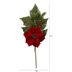 31” Poinsettia, Berries & Pine Artificial Flower Bundle Set, 3ct. 6 31” Poinsettia, Berries & Pine Artificial Flower Bundle Set, 3ct. -Northlight Sale Store D251256S 2