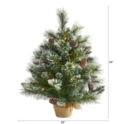 2ft. Pre-Lit Frosted Pine Artificial Christmas Tree With Pinecones, Clear LED Lights 10 2ft. Pre-Lit Frosted Pine Artificial Christmas Tree With Pinecones, Clear LED Lights -Northlight Sale Store D251265S 2