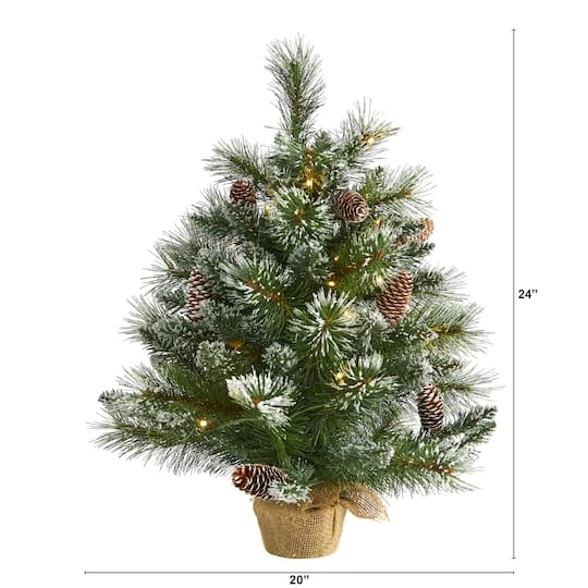 2ft. Pre-Lit Frosted Pine Artificial Christmas Tree With Pinecones, Clear LED Lights 3 2ft. Pre-Lit Frosted Pine Artificial Christmas Tree With Pinecones, Clear LED Lights - Image 3