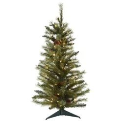 3ft. Pre-Lit Artificial Christmas Tree With Pinecones, Clear Lights