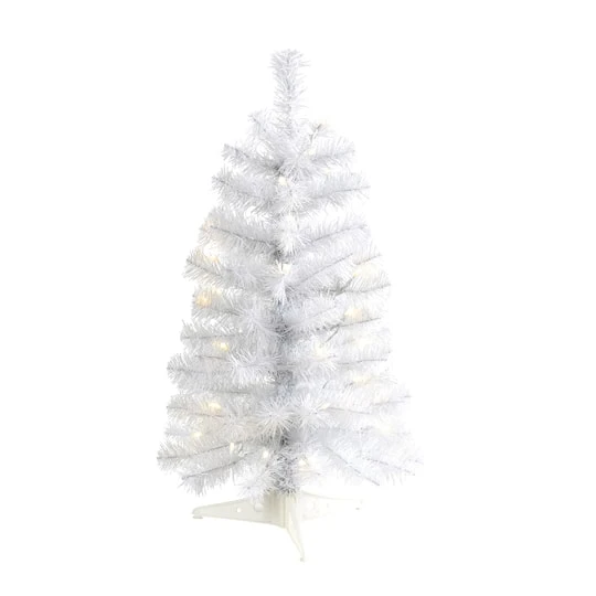 2ft. Pre-Lit White Artificial Christmas Tree, Clear LED Lights 1 2ft. Pre-Lit White Artificial Christmas Tree, Clear LED Lights