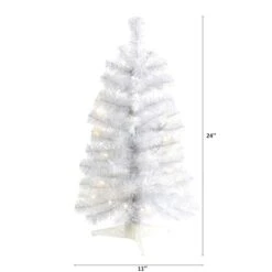 2ft. Pre-Lit White Artificial Christmas Tree, Clear LED Lights 9 2ft. Pre-Lit White Artificial Christmas Tree, Clear LED Lights -Northlight Sale Store D251278S 2