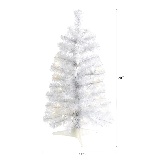 2ft. Pre-Lit White Artificial Christmas Tree, Clear LED Lights 3 2ft. Pre-Lit White Artificial Christmas Tree, Clear LED Lights - Image 3