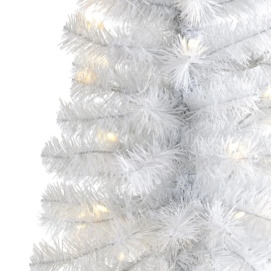 2ft. Pre-Lit White Artificial Christmas Tree, Clear LED Lights 4 2ft. Pre-Lit White Artificial Christmas Tree, Clear LED Lights - Image 4