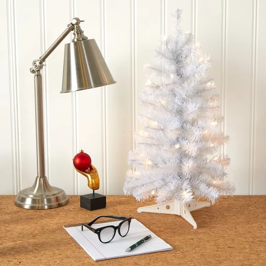 2ft. Pre-Lit White Artificial Christmas Tree, Clear LED Lights 7 2ft. Pre-Lit White Artificial Christmas Tree, Clear LED Lights - Image 7