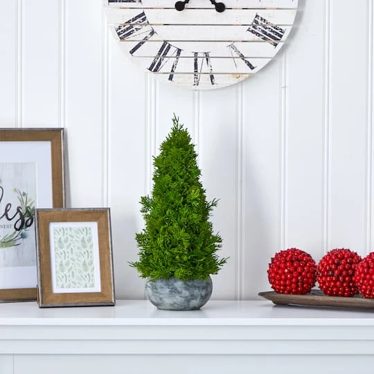 18" Unlit Cypress Cone Artificial Christmas Tree In Decorative Planter 4 18" Unlit Cypress Cone Artificial Christmas Tree In Decorative Planter - Image 4